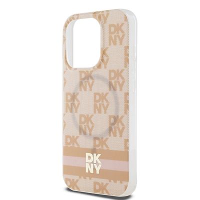 6. DKNY IML Checkered Mono Pattern & Printed Stripes MagSafe case for iPhone 15 Pro Max - pink