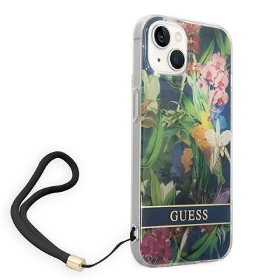 3. Guess GUOHCP14MHFLSB iPhone 14 Plus 6.7 "blue / blue hardcase Flower Strap