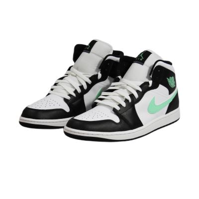 3. Air Jordan 1 Mid Green Glow White Men's Sneakers - DQ8426-103