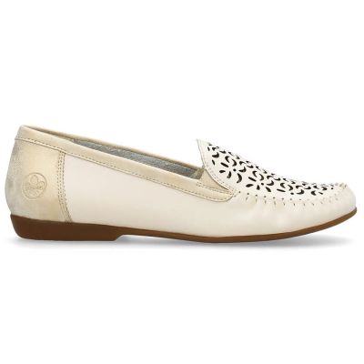15. Rieker W RKR658 comfortable leather openwork shoes, beige