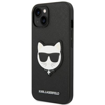 2. Karl Lagerfeld Saffiano Choupette Head Patch Case for iPhone 14 Plus - Black
