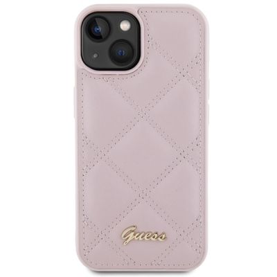 3. Guess Quilted Metal Logo case for iPhone 15 - pink