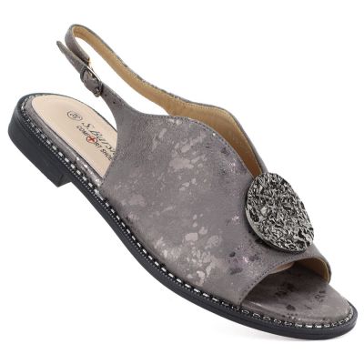 Women's flat sandals with pewter decoration S.Barski 61-6035