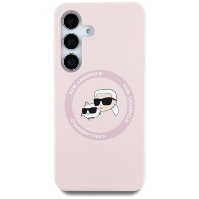 3. Karl Lagerfeld Silicone Double Heads And Circle MagSafe Samsung Galaxy S25 Plus Case Pink