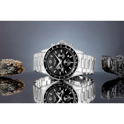5. Men's Watch Giewont Chronograph Sapphire Silver Black GW3520-B2