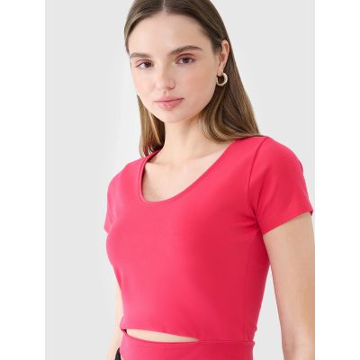 5. Women's crop top plain t-shirt 4F 4FRSS25TTSHF2695-54S