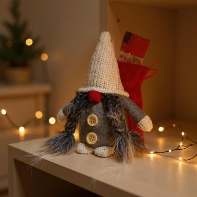 14. DECORATIVE SANTA CLAUS WITH GIFT BAG 15CM DARK GRAY