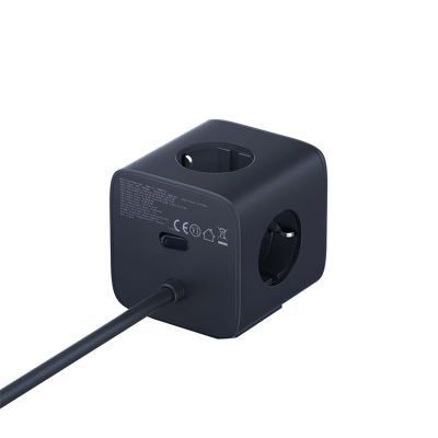 4. Baseus EnerFill FA11 67W Power Strip, USB-A + USB-C Cube + 3 x EU Socket 1.5m - Black