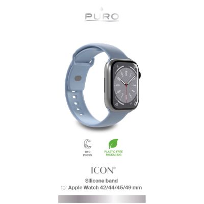 2. Puro Icon Silicone Strap for Apple Watch 42 / 44 / 45 / 49 mm - Light Blue (2 pcs.)