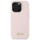 3. Guess Silicone Script Metal Logo & Frame iPhone 16 Pro Case - Pink