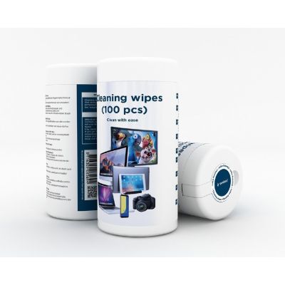 GEMBIRD LCD/TFT CLEANING WIPES IN TUBE 100 PIECES (70% ISOPROPYL ALCOHOL)