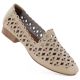 Women's leather openwork shoes, beige, Jezzi OL50-1