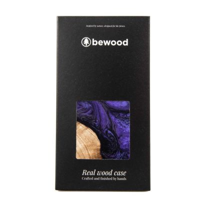 6. Wood and resin case for iPhone 15 Plus MagSafe Bewood Unique Violet - purple and black