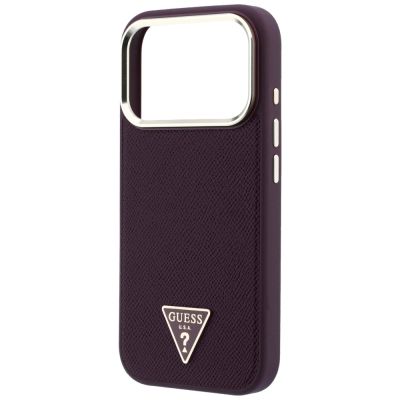 6. Guess Grained Triangle Logo MagSafe case for iPhone 18 Pro Max / 17 Pro Max - burgundy