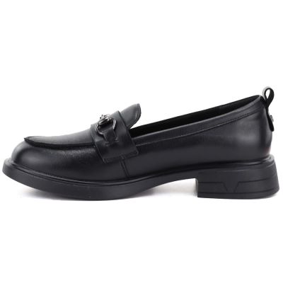 8. Women's leather loafers, black, Vinceza 133115