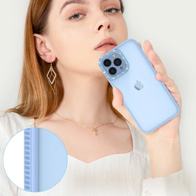 7. Kingxbar Sparkle Series case iPhone 13 Pro Max with crystals back cover blue