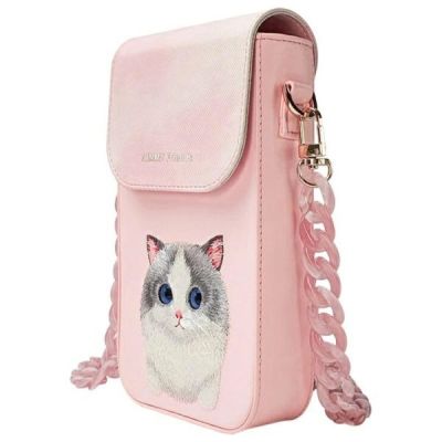 5. Nimmy Big Eyed Pet 2.0 Cat 3-in-1 Phone Bag + Wallet + Tracker Case - Pink
