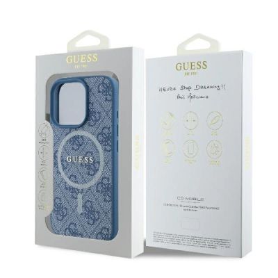 8. Guess 4G Ring Classic Logo MagSafe iPhone 16 Pro Case - Blue