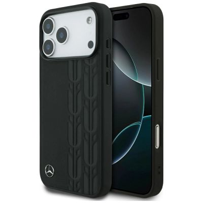 Mercedes Leather Laurel Leaves MagSafe Case for iPhone 17 Pro Max - Black