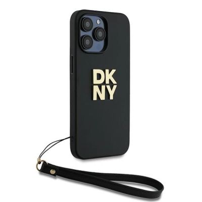 3. DKNY Wrist Strap Stock Logo case for iPhone 14 Pro - black
