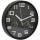 25CM WALL CLOCK WITH THERMOMETER, BLACK