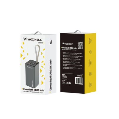 8. Powerbank Wozinsky K65+ 65W 30000mAh 2x USB-C, 1x USB-A 65W - gray