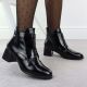 11. Black patent ankle boots for women with bows and block heel M.Daszyński 2481