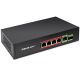 Qoltec SWITCH FAST Ethernet PoE Network Switch 4x RJ45 PoE 1x RJ45 Uplink 1x SFP | 65W | 1000 Mb