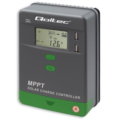 2. Qoltec MPPT Solar Charge Controller with Temperature Sensor 20A | 12V / 24V | LCD | 2 x USB | GEL | LiFePO4