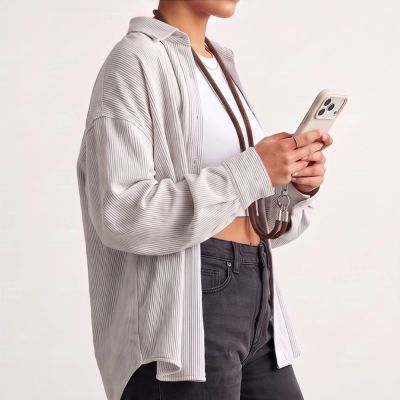 16. Tech-Protect C10S Crossbody phone lanyard (114 cm) + wrist strap (31 cm) - brown-titanium