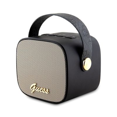 2. Guess Bluetooth speaker GUWSB2P4SMK Speaker mini black/black 4G Leather Script Logo with Strap