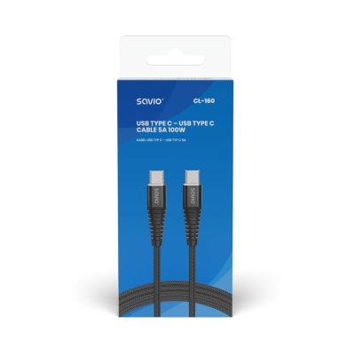 SAVIO CABLE USB TYPE C - USB TYPE C 5A, 2M CL-160