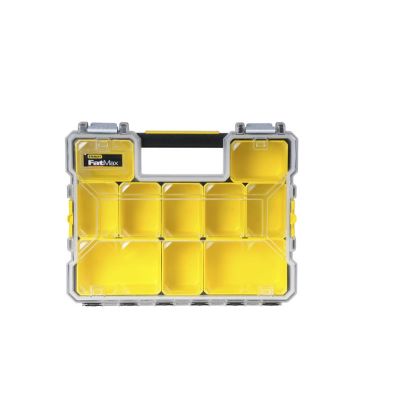 4. Stanley 1-97-518 Tool Box Small Parts Box Plastic Black, Clear, Yellow