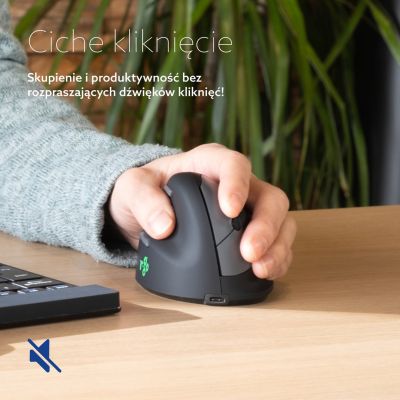 9. Ergonomic R-Go Pele HE left Bluetooth mouse sidabrina