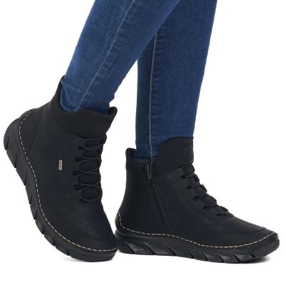 48. Women's insulated black ankle boots Rieker 55069-00