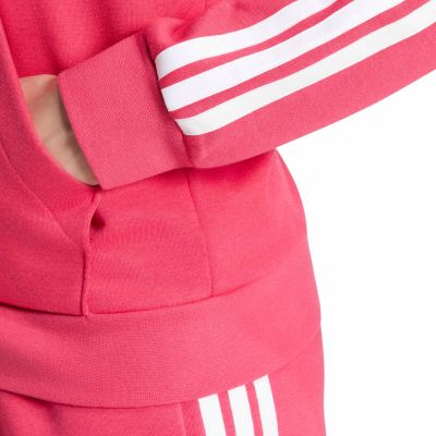 5. Women's adidas Essentials 3-Stripes Full-Zip Fleece Hoodie Pink KF6272