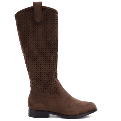 2. Women's openwork suede boots brown S.Barski HY62-8144