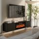 7. TULA TV cabinet 183x35x37 black matt + black fireplace