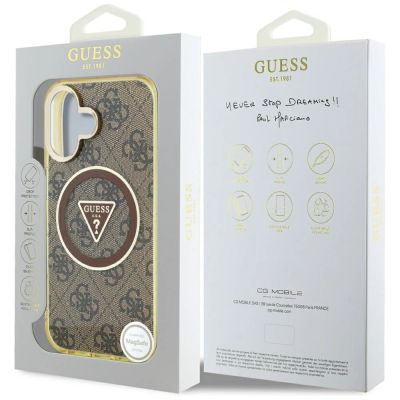 8. Guess IML Metal Glitter 4G Circle Triangle MagSafe Case for iPhone 16 - Brown