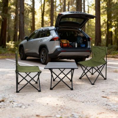 18. FOLDABLE TOURIST SET 3IN1 TABLE AND 2 CHAIRS GREEN ENERO CAMP