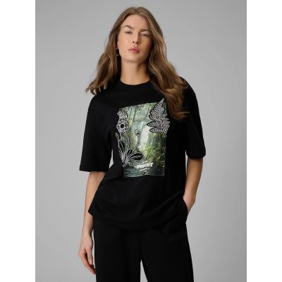 Women's loose T-shirt with print 4F 4FRSS26TTSHF3706-20S
