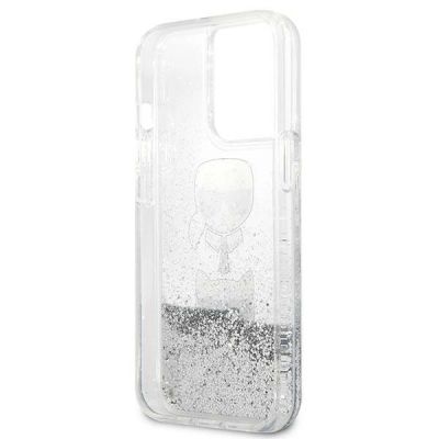 7. Karl Lagerfeld Liquid Glitter Karl&Choupette Head case for iPhone 13 Pro Max - silver