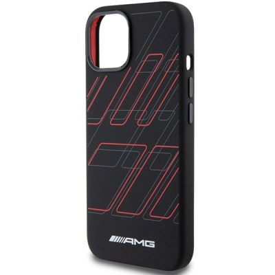 6. AMG Silicone Large Rhombuses Pattern MagSafe Case for iPhone 15 Plus / 14 Plus - Black