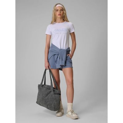 4. Women's slim T-shirt with print 4F 4FRAW26TTSHF4373-10S