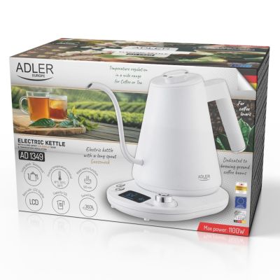 14. Adler AD 1349 electric kettle white with long spout 1.0L