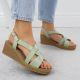7. Sergio Leone SK298 women's patent leather wedge sandals in green