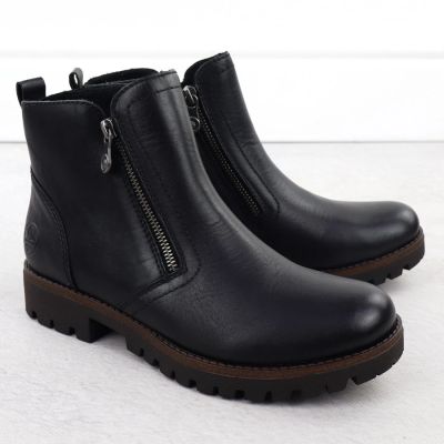 13. Black Leather Women’s Worker Boots Rieker 78556-00