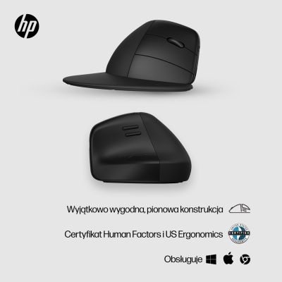 9. HP 920 Ergonomic Vertical Mouse Black Wireless Black