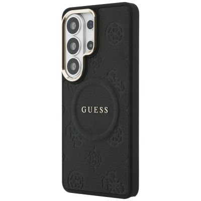 2. Guess Saffiano Peony Embossed Ring MagSafe Case for Samsung Galaxy S26 Ultra - Black