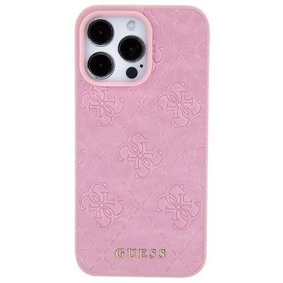 3. Guess Leather 4G Stamped Case for iPhone 15 Pro - Pink